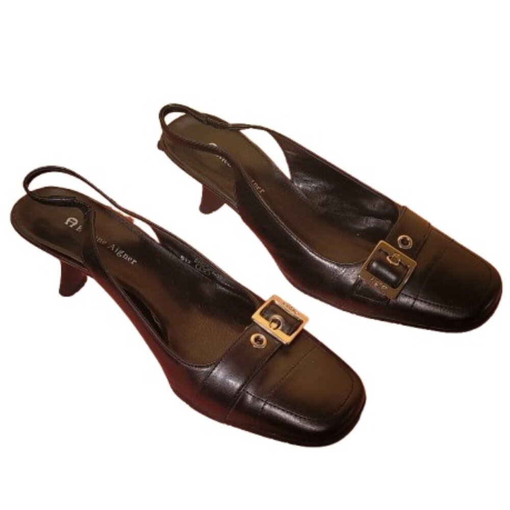 Etienne Aigner Black Women's Slingback Shoes Size 7.5 M - Picture 3 of 7